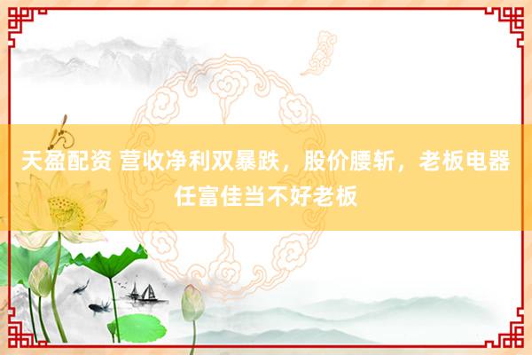 天盈配资 营收净利双暴跌，股价腰斩，老板电器任富佳当不好老板